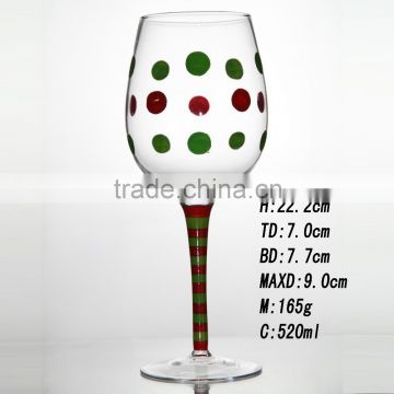 Hot selling christmas painted wine glass decoration color wine glass for christmas