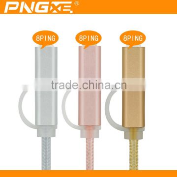 2016 Newest super charging speed 5pin and 8pin 2 in 1 braided micro usb 2.0 cable