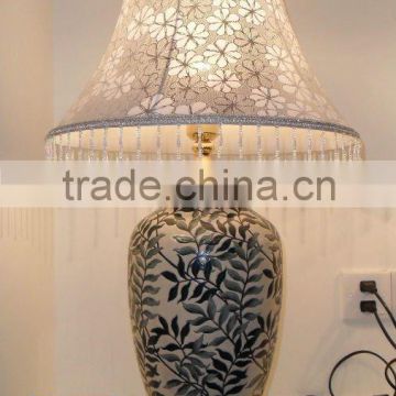 FOWDA Ceramic carved gilt living room bedroom bed table lamp
