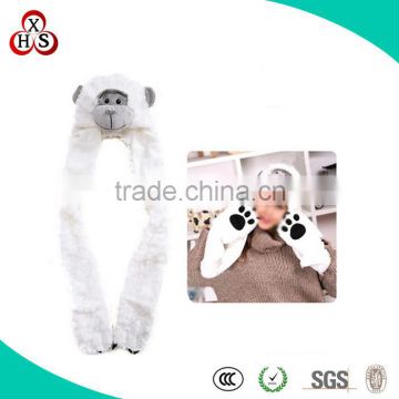 Cute Funny Fabric Customed Soft Monkey Hat Long Mittens for sale