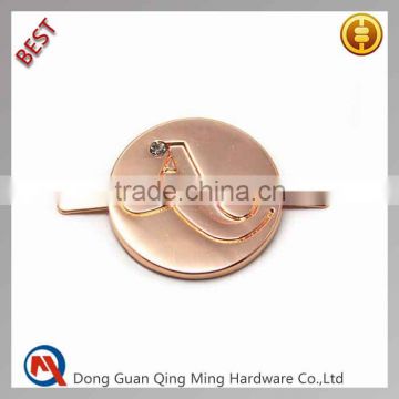 Round Rose Gold Custom Metal Logo For Handbags