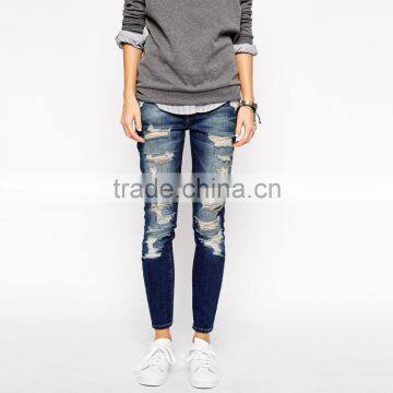 woemen cool front ripped new style fashion girls jeans