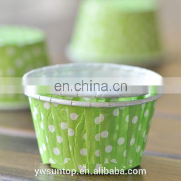 green paper mini cake cup with White Polka Dot design bake cup/ muffin cases birthday wedding party decoration favors supplies