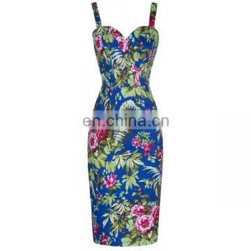 Womens Sexy Floral Tropical Print Vintage Evening Summer Midi Dresses