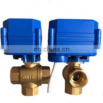 6Nm torque motorised actuator valve G1/2",3/4" motorized valve T flow & L flow brass motorized 3 way valve