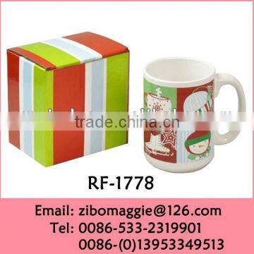 2016 Hot Sale Zibo Manufactured Porcelain Promotional Christmas Straight Sided Coffee Mug