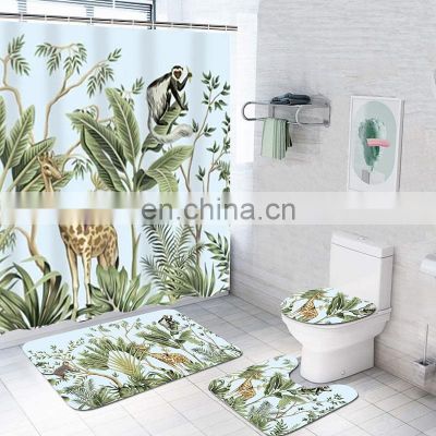 3d customer designer African digital print polyester shower curtains bathroom accessories sets