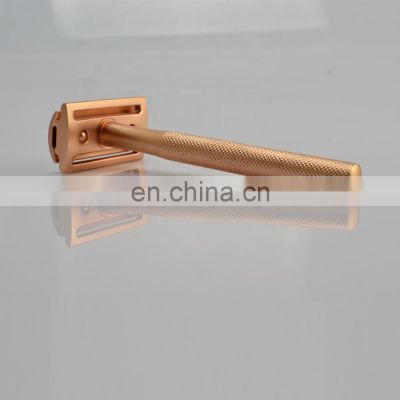 Women rose gold customized brass traditional double edge blade shaver gift safety razor shave best