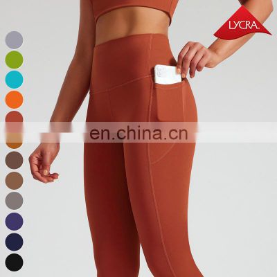 High Elastic Butt Lifting Workout Tights Sports Legging Gym Fitness Pants High Waist Yoga Leggings For Women With Side Pockets