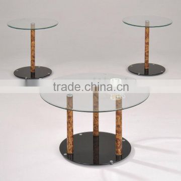 Modern Glass Coffee table set /Round Glass Coffee Table and End Table