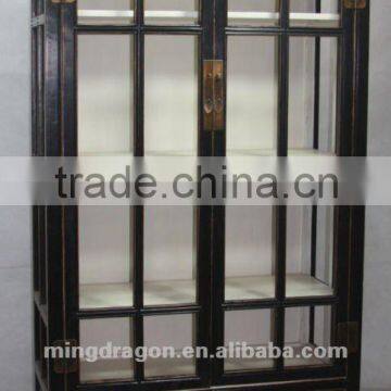 Chinese antique furniture Beijing modern glass pine wood Black Two Drawer Two Door Cabinet