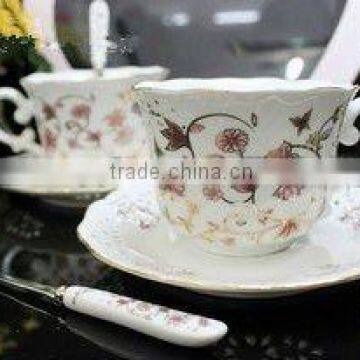 Unique Lovely Design High-grade Romantic handpainting white ceramic cup of coffee