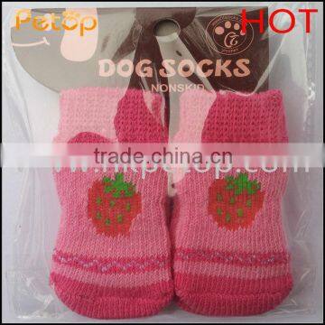 Cheap Strawbery Knitting Dog Socks Anti-slip Wholesale