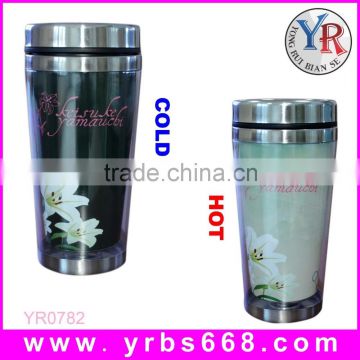 Fashionable gift double wall color changing stainless steel mug