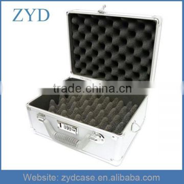 Hard Metal Silver Travel Briefcase With Shoulder Strap Pre-diced Foam Aluminum Camera Case ZYD-HZ90902