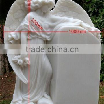 standing angel white marble headstone