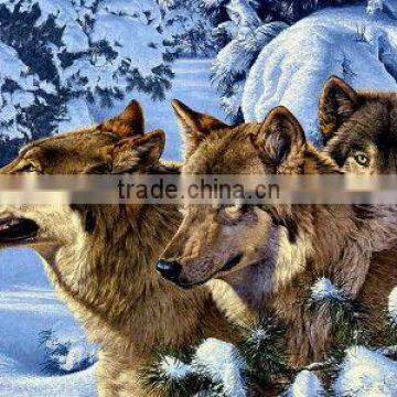 Three Wolf pattern cloth painting