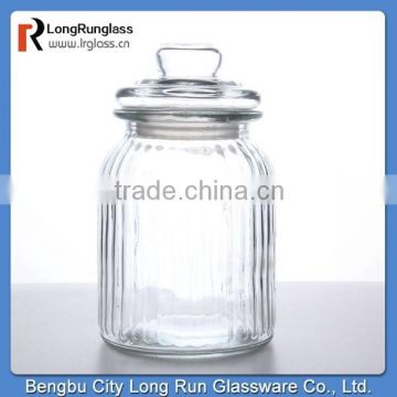 LongRun 32oz hot sales in europe Charming Vintage-Style Ribbed Glass Jar Glassware wholesales