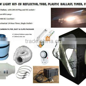 hydroponics kit:reflector, ballast, carbin filter,grow tent