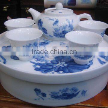 Elegance design hand painted blue and white porcelain ceramic tea for one set wholesale made in China