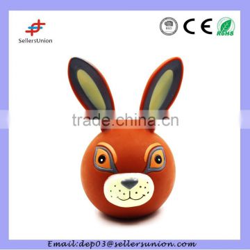 Eco-friendly Vinyl rabbit head pet toy
