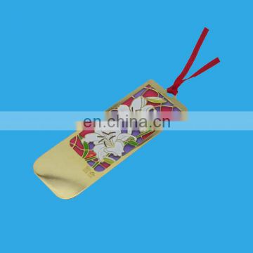 custom metal flower gift bookmark with ribbon