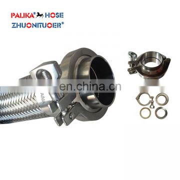 Food Grade Stainless Steel Flexible Metal Braided Hose with Sanitary Tri-clamp Fittings