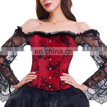 Factory Outlet Palace Vintage Corset Bra Collar Long Sleeve Lace Corset Ladies Slimming Body Shaper