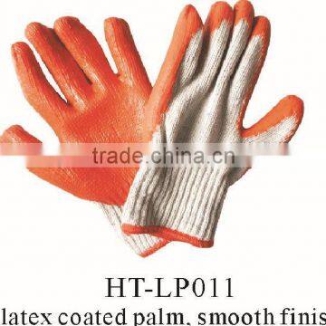 good quality cotton knitted glove/ low price latex coated glove/cotton lined latex glove