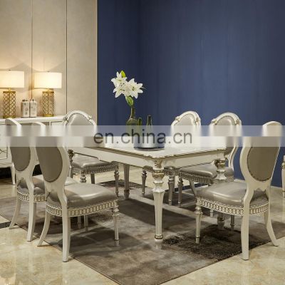 Factory price european style luxury solid wood dining room furniture table sets