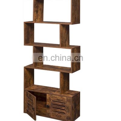5 Shelf Bookcase with Doors S-Shaped Display Shelf with Cabinet