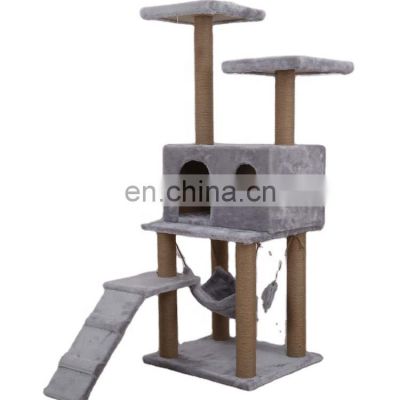 Low moq Wooden cat samples scrather tree cat tree tower triangle protection round toy ramp price