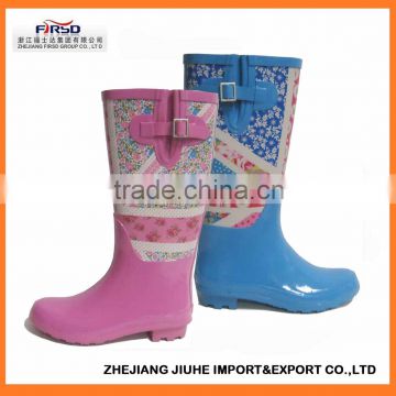 Fashion women rubber rain boots with pretty priting