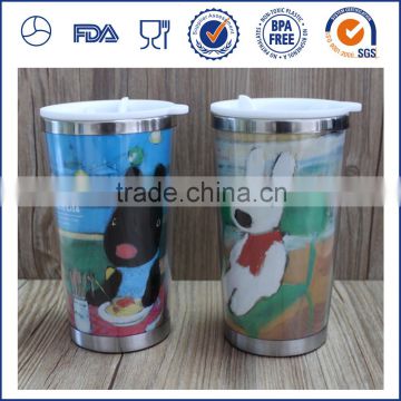 Cheapest Promotional Customized Printed Double Plastic Travel Mug