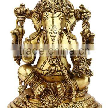 Brass Ganesha with Jewellery 10"