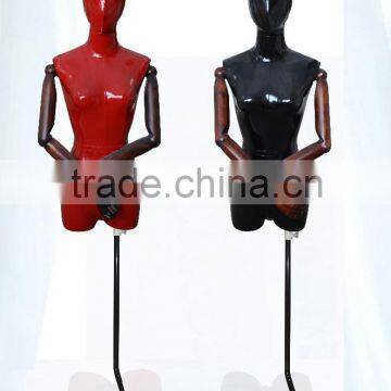 Upper-Body Female Mannequin with wood hands and supportor