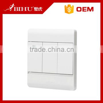 Famous brand BIHU BS Standard White 3 gang 2 Way light Electric Wall Switch for home