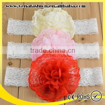 knit newborn flower lace cheap price girls knitted headband