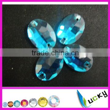 highest quality sew-on crystal beads number 3063# Oval shape blue zircon color for garment