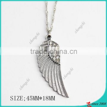 zinc alloy black enamel angel wings pendant necklace