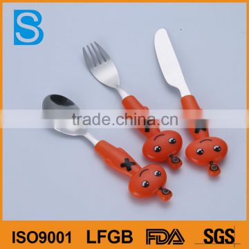 Western Style Stainless Steel Spoon Fork Knife Set With plastic Handle Children "