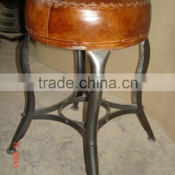 Industrial Leather Stool hme and bar,antique metal industrial bar stools, Factory bar stool with leather seat