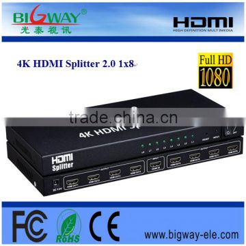 2015 New HDMI splitter 1x8 V1.4 Support FULL HD 4K 2K 3D HDCP CEC