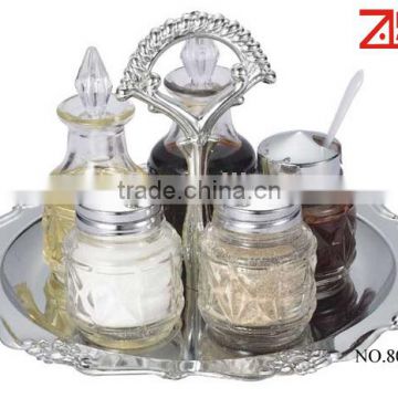 Oil and vinegar dispenser with Salt and pepper shakers