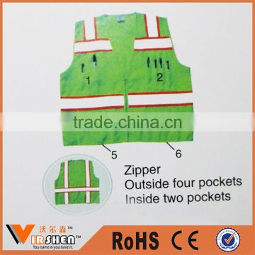 Reflective safety clothing airport walking safety vest with pockets