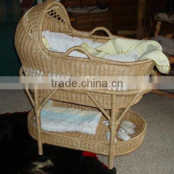 wholesale Natural willow wicker baby sleeping carry basket with fabric