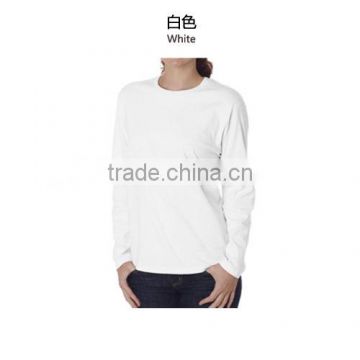 Pure color T-shirt round neck long sleeve female cotton