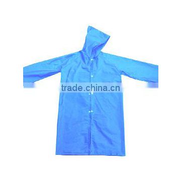 Adult Blue 100% PEVA Raincoat with Hood and Polybag