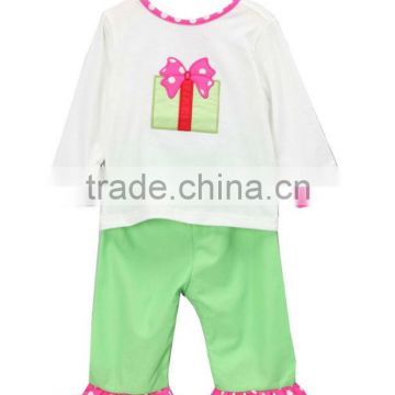 Baby Girls White Gift Noel Appliqued Tee & Green Long Pant