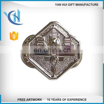 Wholesale cheap custom die struck lapel pin /badge with silver color